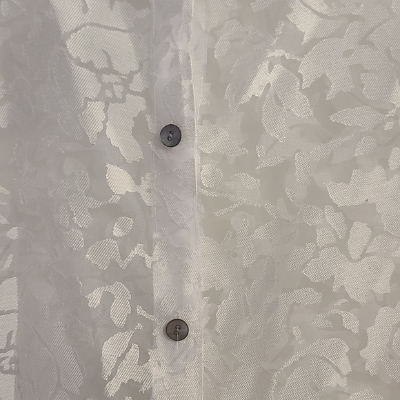 Notations White Sheer Floral Button-Up Blouse Size XL - Picture 3 of 5